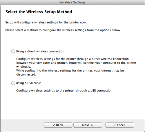 Wireless network setup